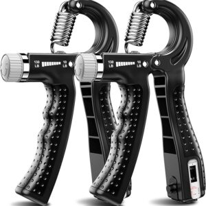 Hand Grip Strengthener 2 Pack Adjustable Resistance 10-130 lbs Forearm Exerciser，Grip Strength Trainer for Muscle Building and Injury Recovery for Athletes